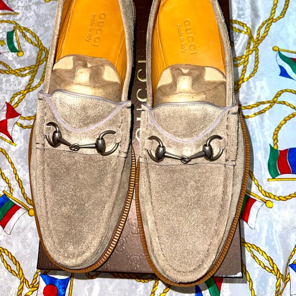 Gucci Other - Suede desert tan Gucci loafers